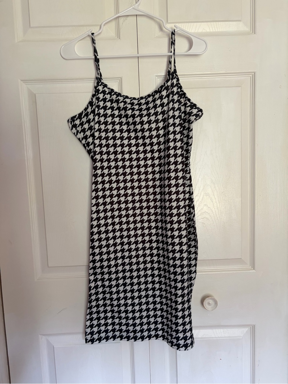 SHEIN Black & White Houndstooth Slip Mini Dress